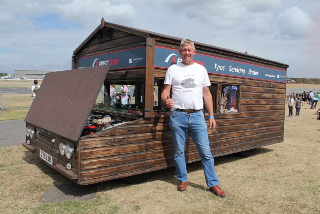 A Brit built the world's only road-legal motorised shed from a broken Volkswagen Passat and has now blasted it across a Welsh beach at nearly 100mph in a new record run.