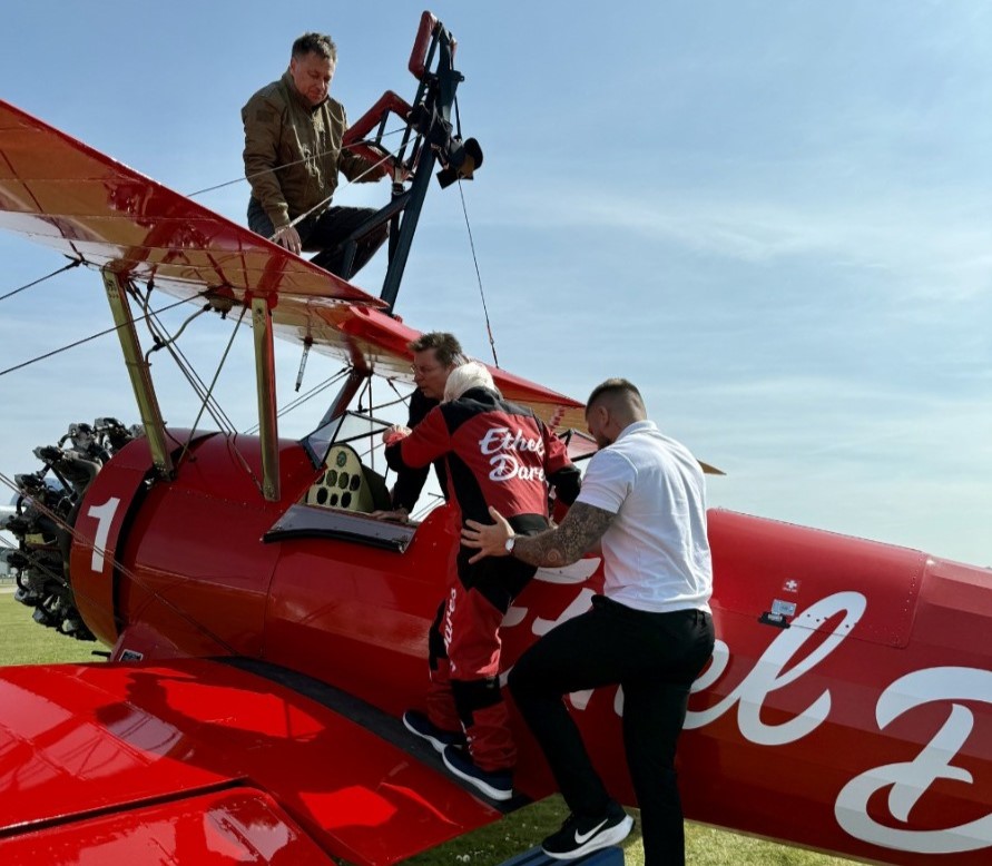 British pensioner Harry Heasman, 98, became the world's oldest wing walker just days before his 99th birthday, smashing the previous Guinness record.