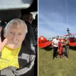 British pensioner Harry Heasman, 98, became the world's oldest wing walker just days before his 99th birthday, smashing the previous Guinness record.