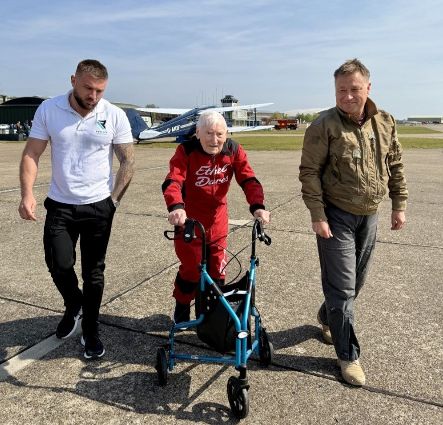British pensioner Harry Heasman, 98, became the world's oldest wing walker just days before his 99th birthday, smashing the previous Guinness record.