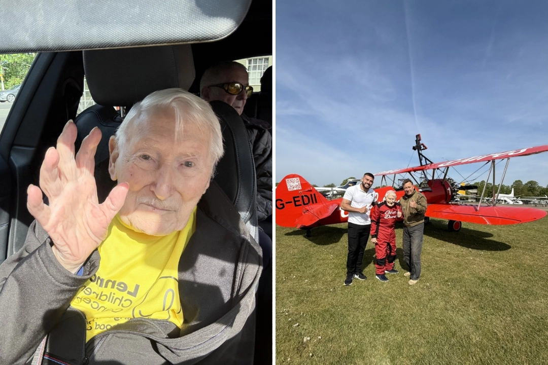 British pensioner Harry Heasman, 98, became the world's oldest wing walker just days before his 99th birthday, smashing the previous Guinness record.
