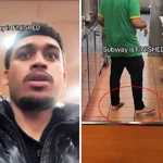 A Subway worker was filmed serving customers barefoot behind the counter in Staines, with the shocking clip racking up over 1.1 million views and leaving hygiene-conscious viewers stunned.