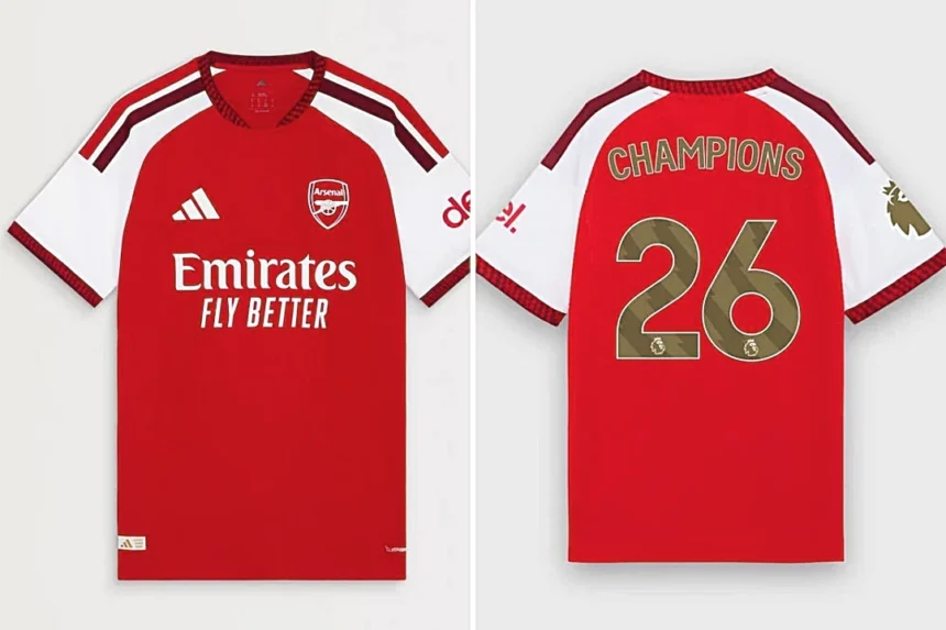 Arsenal slammed as 'greedy' after dropping 55-item Champions Collection merch including £158 shirts within two hours of clinching Premier League title from Man City.
