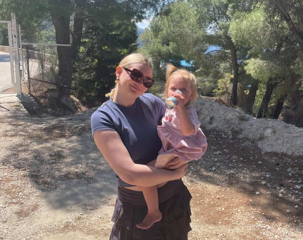 Mum reveals she has ditched the UK and moved her family to a stunning Greek island paradise - where dinner with wine costs just 11 pounds and life is bliss.