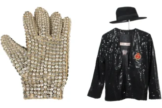 A make-up stained Swarovski crystal glove worn by Michael Jackson during the legendary 1984 Victory Tour is up for sale - and it could be yours for £15,000.