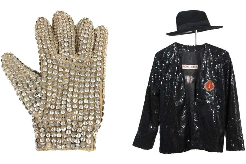 A make-up stained Swarovski crystal glove worn by Michael Jackson during the legendary 1984 Victory Tour is up for sale - and it could be yours for £15,000.