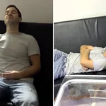 New dad passed out cold and bashed his head on table at sight of wife's postpartum bleeding, leaving her joking that she had to take care of "two babies" after birth.
