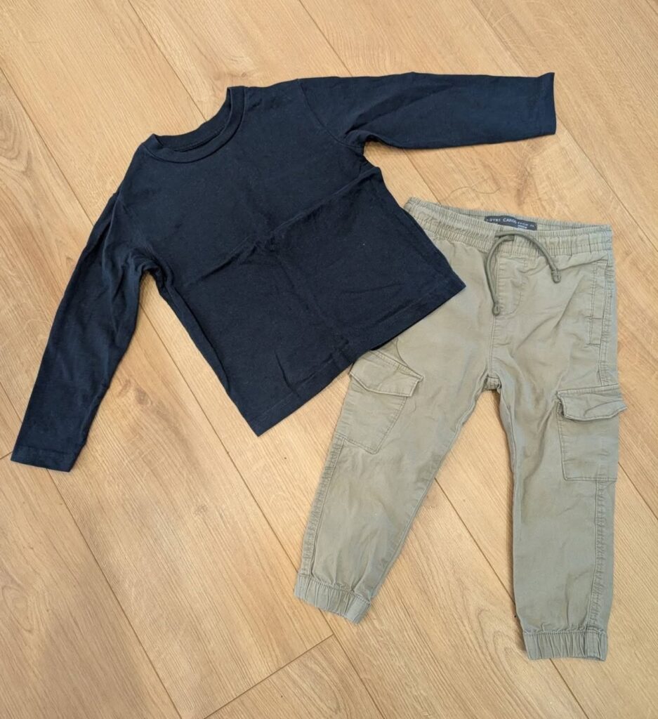 Thrifty mum Clair turns her son's stained, ripped clothes into 'brand new' summer outfits in minutes using a clever no-sew hack costing just pennies.