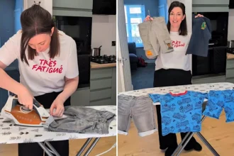 Thrifty mum Clair turns her son's stained, ripped clothes into 'brand new' summer outfits in minutes using a clever no-sew hack costing just pennies.