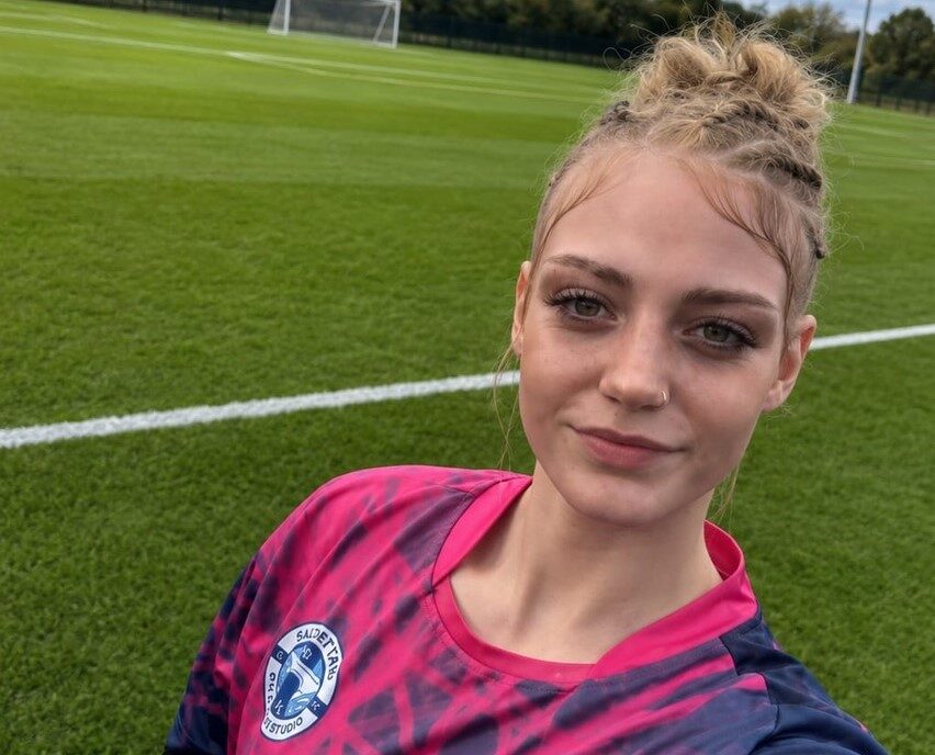 Welsh teen Carly Buchanan-Thomas, 18, smashes world-first football stunt completing 23 keepy-uppies inside Circus Extreme's terrifying globe of death at Cardiff City FC.