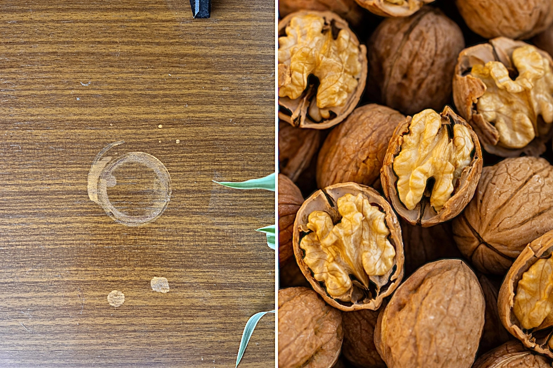 Mrs Hinch fans have revealed that rubbing a walnut on scratched wooden furniture removes water rings and marks, with the cheap kitchen staple costing just a few pence per fix.
