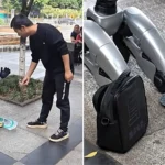A humanoid robot was filmed on its knees begging for cash on a street in China, holding a donation bowl and QR code with a sign saying it had no money to recharge.
