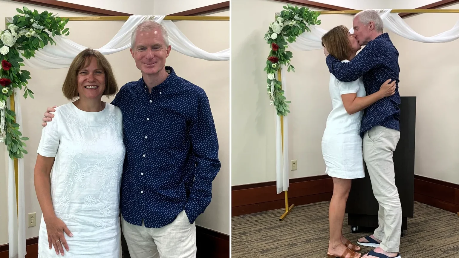 A couple who had been together for 25 years finally tied the knot in a spontaneous courthouse wedding near Disney World - filmed on their teen daughter's iPhone.