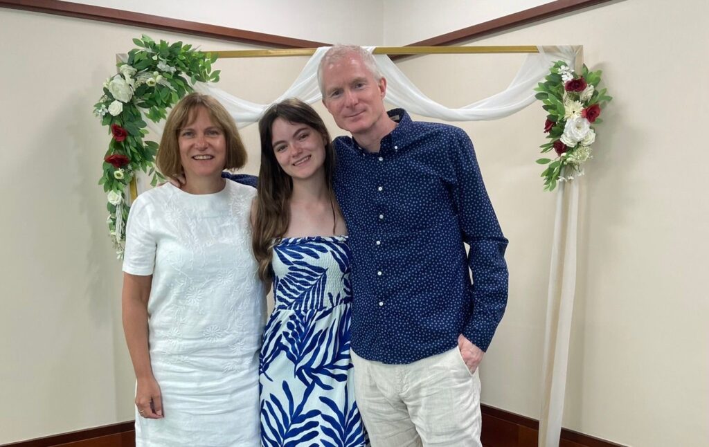 A couple who had been together for 25 years finally tied the knot in a spontaneous courthouse wedding near Disney World - filmed on their teen daughter's iPhone.