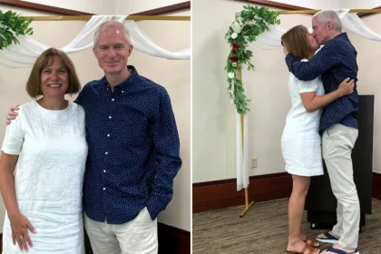 A couple who had been together for 25 years finally tied the knot in a spontaneous courthouse wedding near Disney World - filmed on their teen daughter's iPhone.