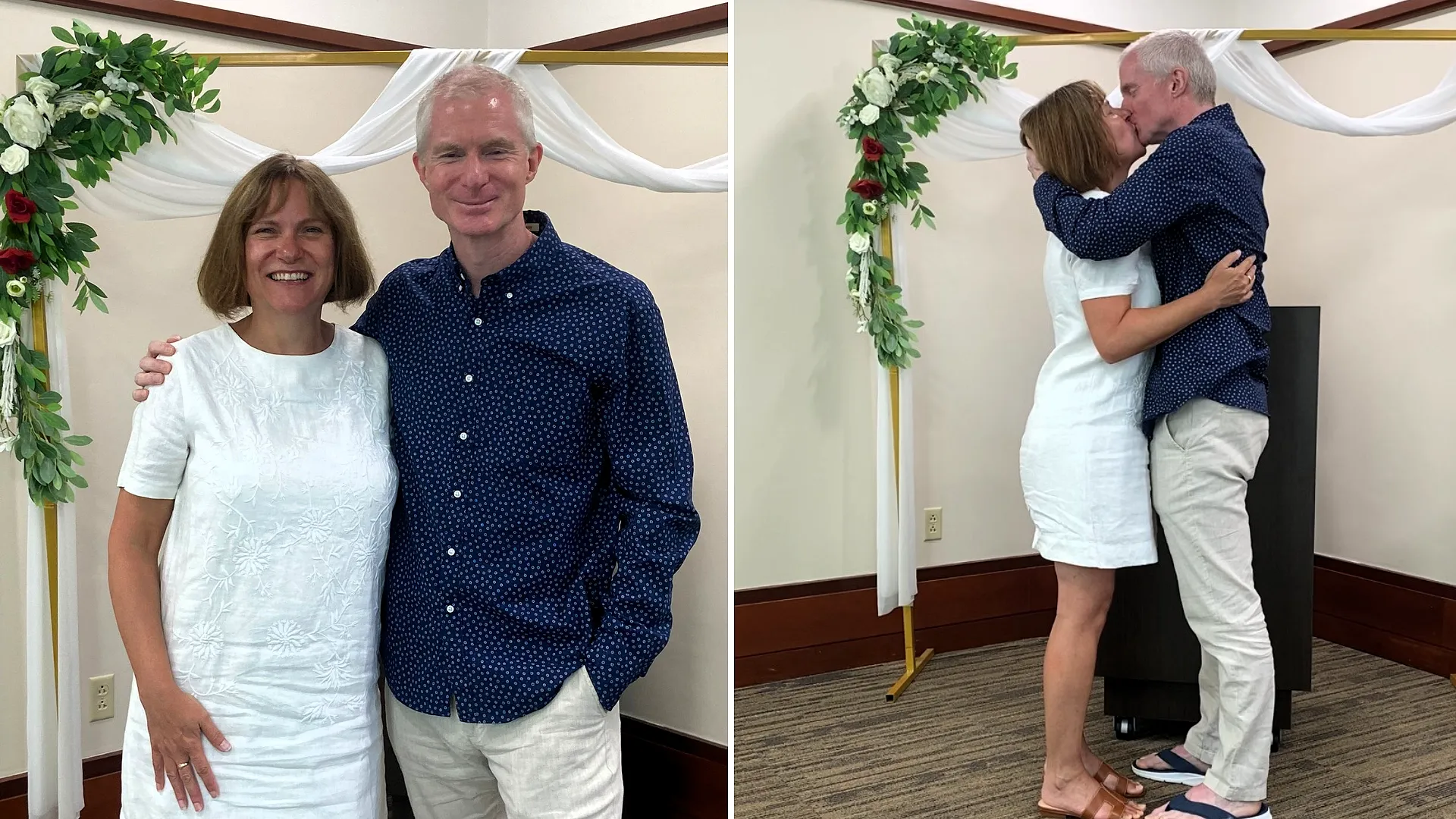 A couple who had been together for 25 years finally tied the knot in a spontaneous courthouse wedding near Disney World - filmed on their teen daughter's iPhone.