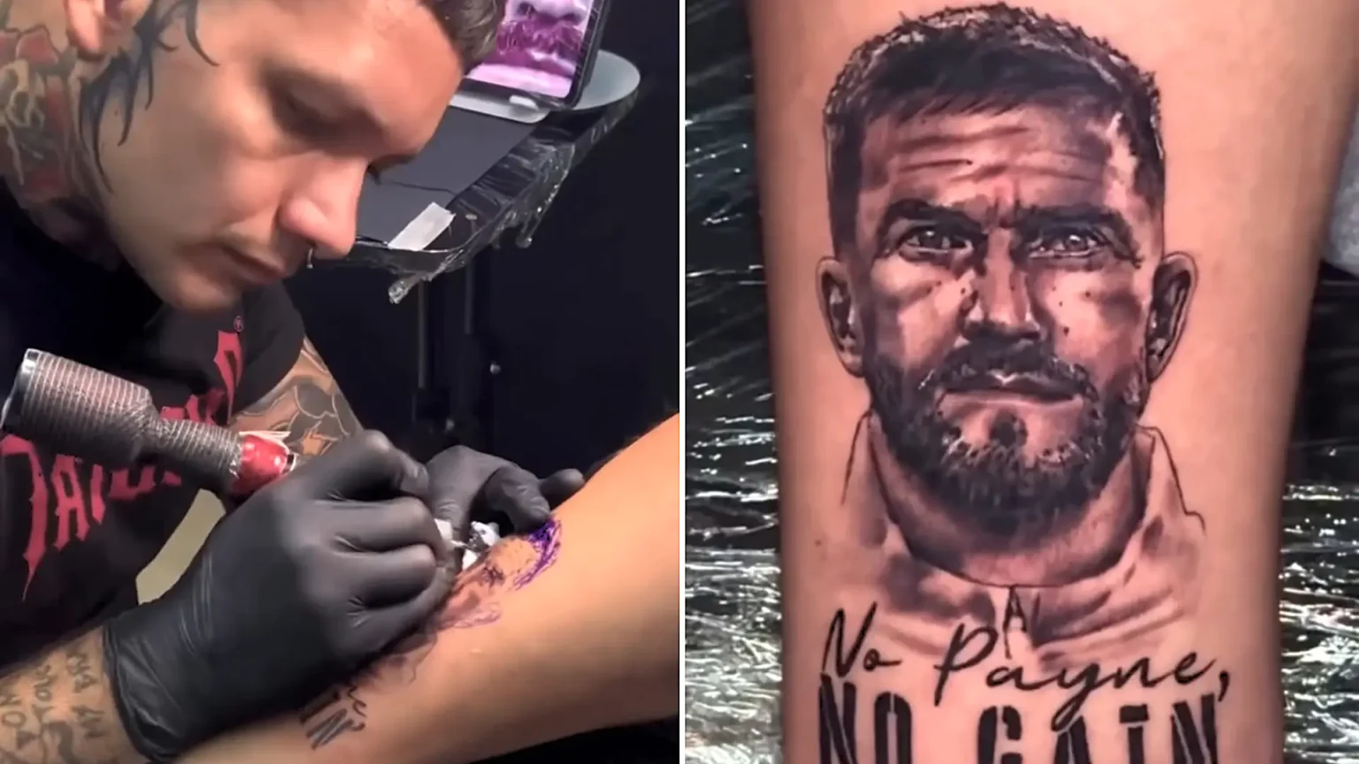 A DJ got a tattoo of viral World Cup "star" Tim Payne on his leg with the phrase "No Payne, No Gain" - and the footballer himself eventually saw it and shared the post.