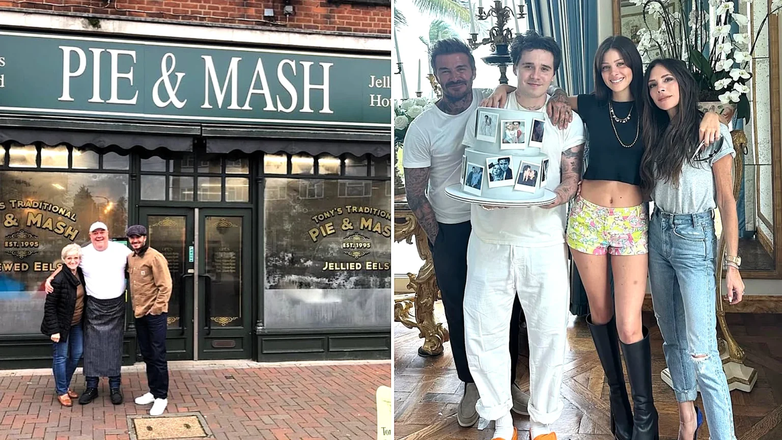 David Beckham was spotted grabbing a pie and mash takeaway with his mum Sandra and sister Joanne - the duo are said to remain close to estranged son Brooklyn despite the family feud.
