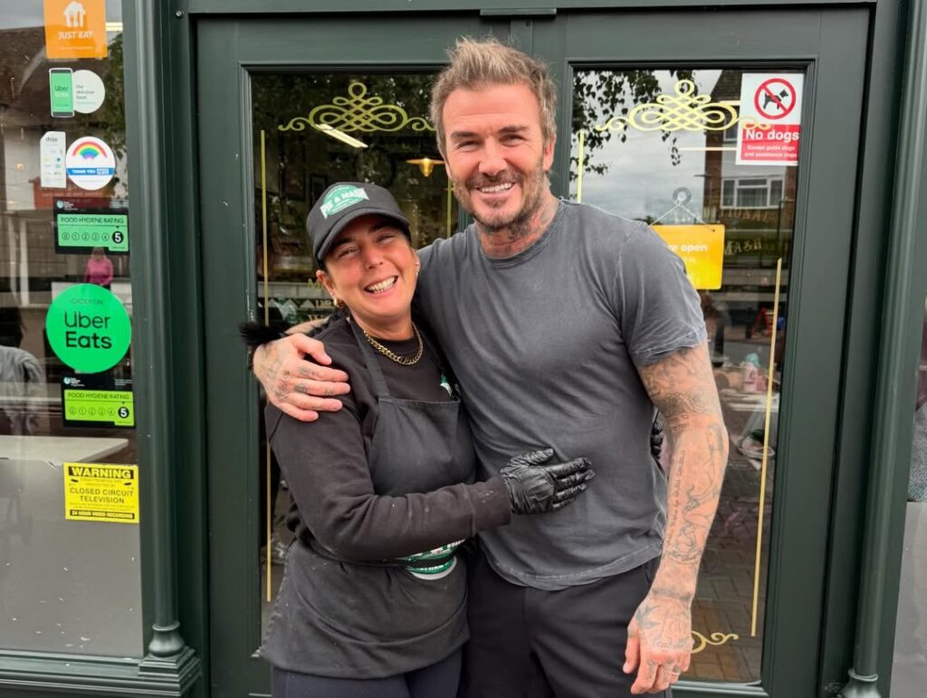 David Beckham was spotted grabbing a pie and mash takeaway with his mum Sandra and sister Joanne - the duo are said to remain close to estranged son Brooklyn despite the family feud.