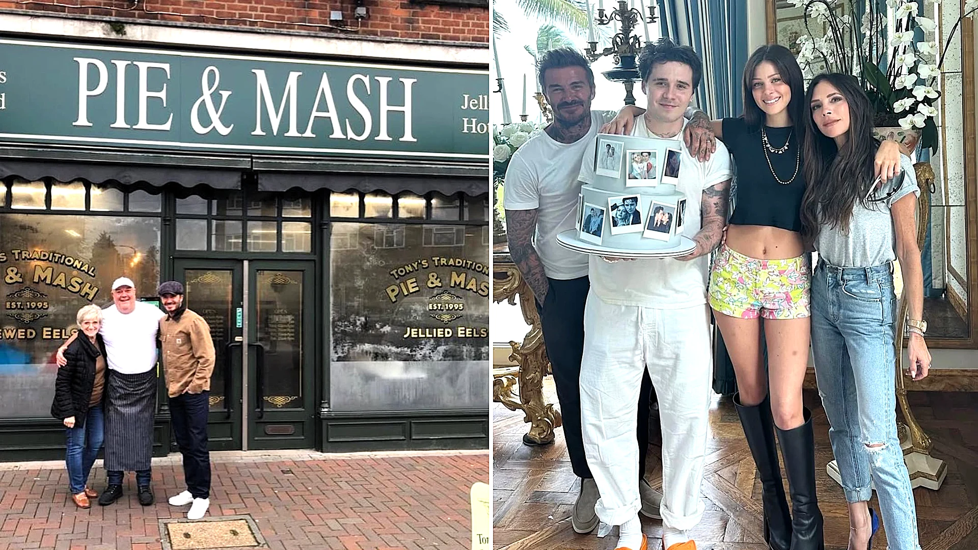 David Beckham was spotted grabbing a pie and mash takeaway with his mum Sandra and sister Joanne - the duo are said to remain close to estranged son Brooklyn despite the family feud.