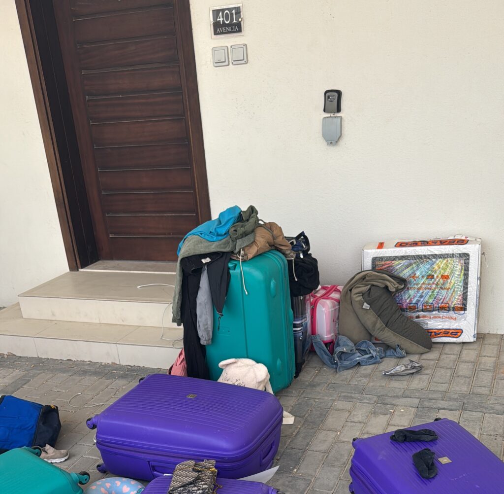 A family who moved to Dubai for a fresh start were stranded in 40C heat with three children and 10 suitcases after being conned out of thousands by property scammers.