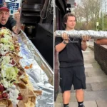 A Greater Manchester takeaway is selling what could be Britain's biggest kebab - a 10kg, five-foot monster stuffed with doner, chicken tikka and chips for just £22.99.