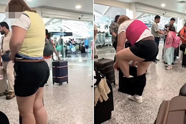 A holidaymaker was filmed pulling on layer after layer of clothes from her suitcase in a Bali airport repacking area to dodge an excess baggage fee - and viewers are divided on the tactic.