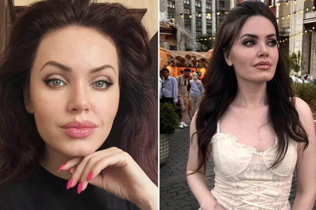 A Russian influencer and aspiring actress has gone viral with fans branding her the "Russian Angelina Jolie" after a black coat and bold makeup look racked up millions of views.