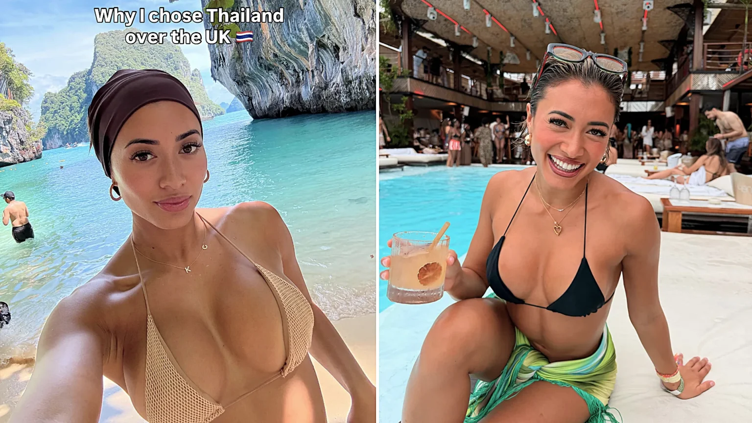 Love Island's Kaz Crossley reveals she pays just £600 a month for a three-bed beachfront house with a pool in Thailand - a fraction of London's £2,500 rent.