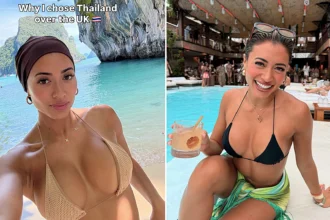 Love Island's Kaz Crossley reveals she pays just £600 a month for a three-bed beachfront house with a pool in Thailand - a fraction of London's £2,500 rent.