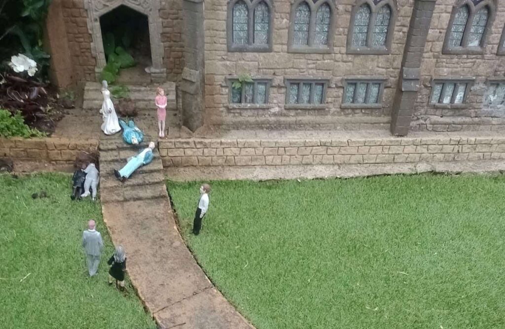 Squirrels have declared war on a Hampshire model village - the latest attack left a wedding display in ruins with the bride, groom and best man all decapitated in a coordinated raid.