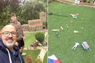 Squirrels have declared war on a Hampshire model village - the latest attack left a wedding display in ruins with the bride, groom and best man all decapitated in a coordinated raid.
