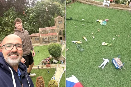 Squirrels have declared war on a Hampshire model village - the latest attack left a wedding display in ruins with the bride, groom and best man all decapitated in a coordinated raid.
