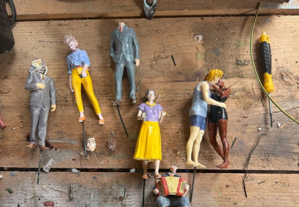 Squirrels have declared war on a Hampshire model village - the latest attack left a wedding display in ruins with the bride, groom and best man all decapitated in a coordinated raid.