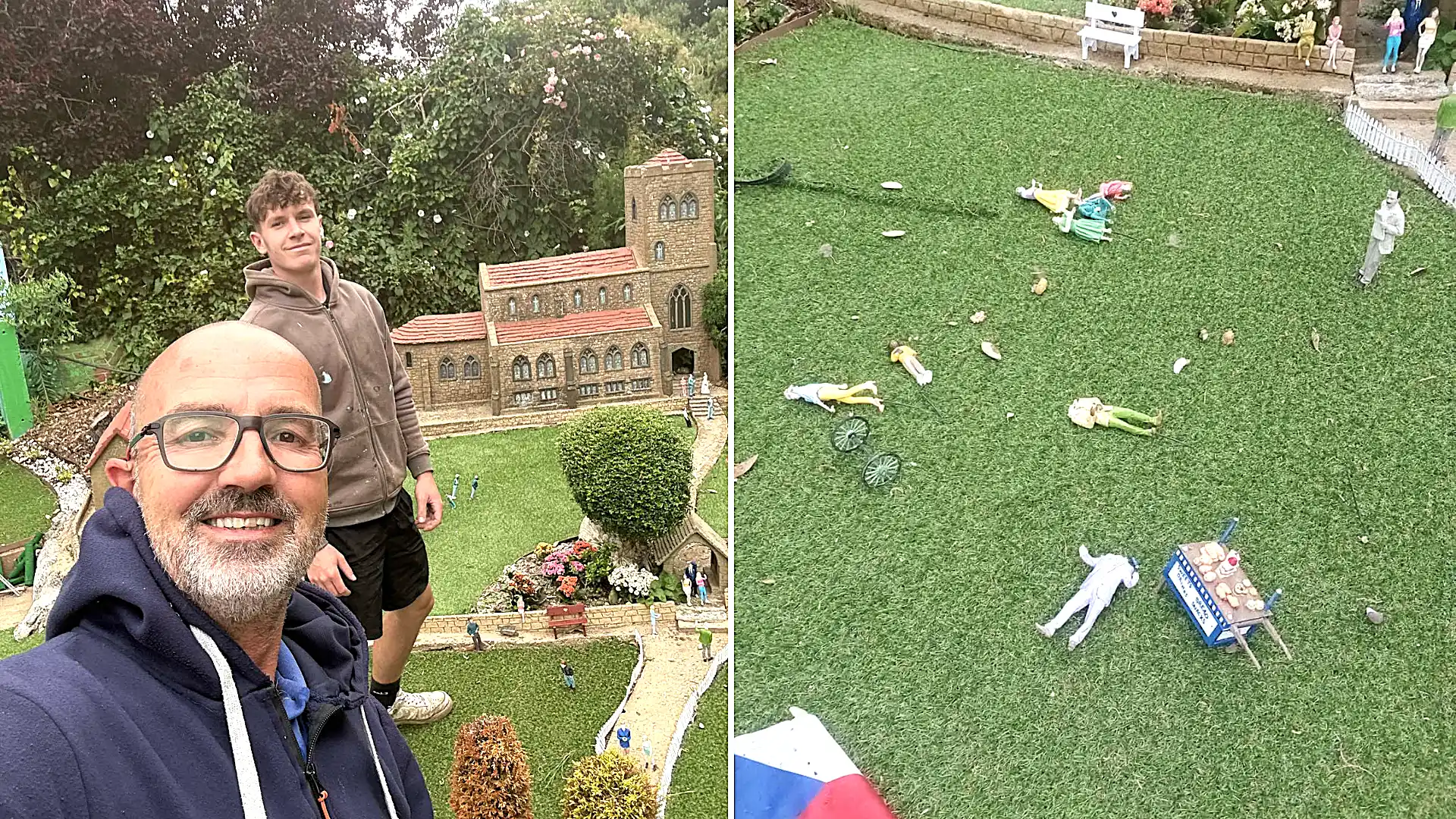 Squirrels have declared war on a Hampshire model village - the latest attack left a wedding display in ruins with the bride, groom and best man all decapitated in a coordinated raid.