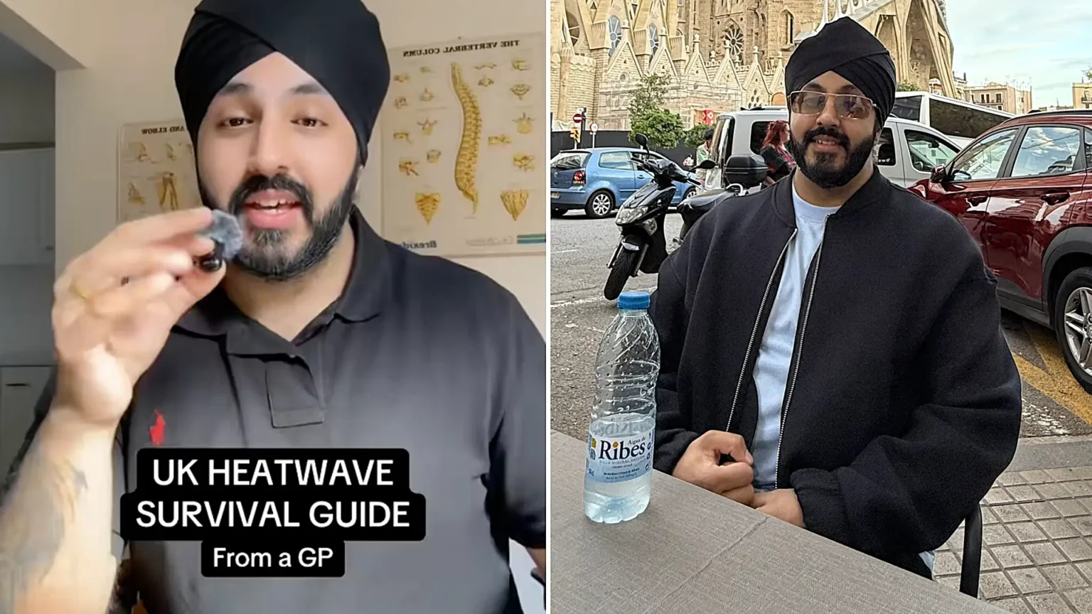 A GP says freezing a hot water bottle, chilling your moisturiser and skipping the roast dinner are his top tips for surviving the heatwave - and his video racked up 219,000 views.