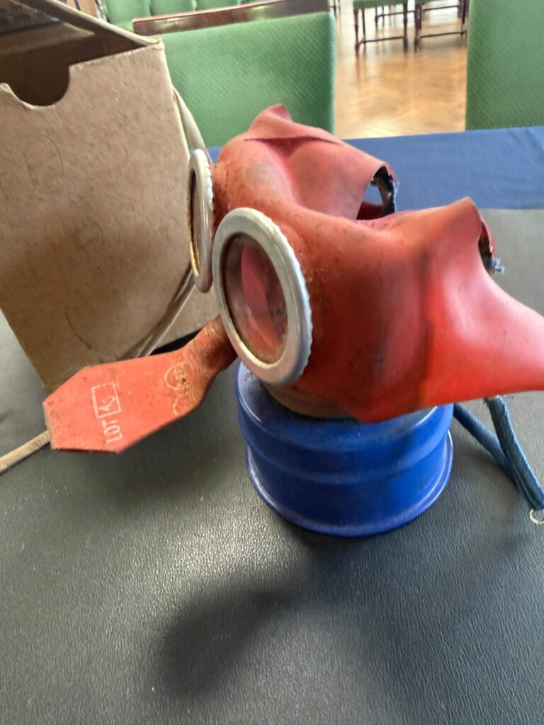 Rare World War II "Mickey Mouse" gas mask designed to look less scary for children discovered after spending 80 years hidden in wardrobe of original owner.