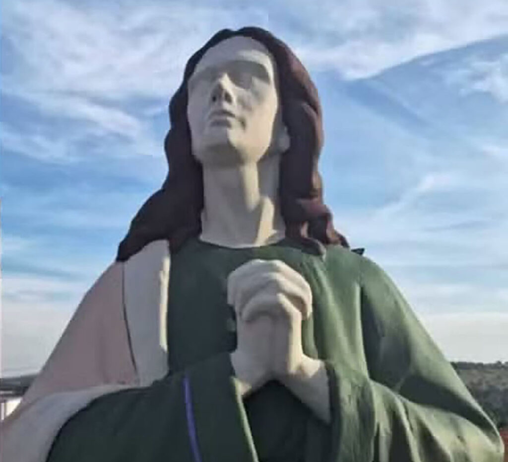 Religious statues of Jesus were covered up after an amateur restoration left them with arched eyebrows, thick eyelashes and bright red lips - drawing comparisons to the infamous Monkey Christ.