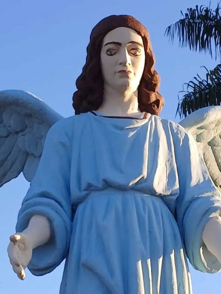 Religious statues of Jesus were covered up after an amateur restoration left them with arched eyebrows, thick eyelashes and bright red lips - drawing comparisons to the infamous Monkey Christ.
