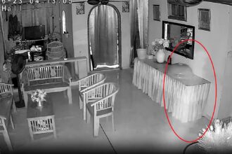 A woman was left spooked after her mother's CCTV appeared to capture a misty, ghost-like figure gliding through the living room at 3am, sparking fierce debate online over what it really is.