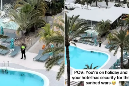 A Tenerife hotel deployed security guards to protect its sunbeds from early risers - but the sunbed wars still kicked off when all loungers were gone within five minutes.