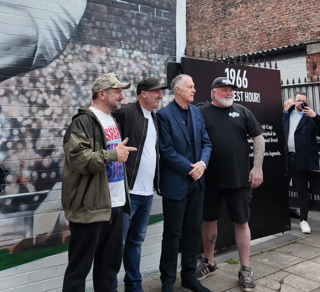 Sir Geoff Hurst, the only man to score a World Cup final hat-trick, has been honoured with a giant mural in his hometown - and the 84-year-old was lost for words at the unveiling.