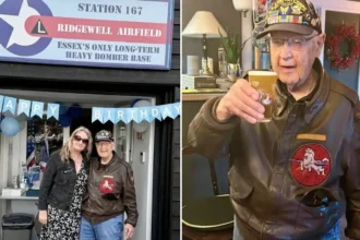 Casimer 'Casey' Bukowski, 102, returned to the Essex airfield where he served in 1943 - the WWII vet who survived a POW camp even soared in a glider to mark the occasion.