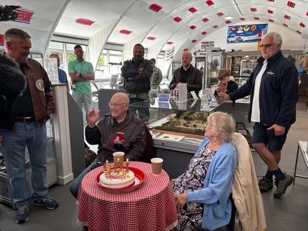 Casimer 'Casey' Bukowski, 102, returned to the Essex airfield where he served in 1943 - the WWII vet who survived a POW camp even soared in a glider to mark the occasion.