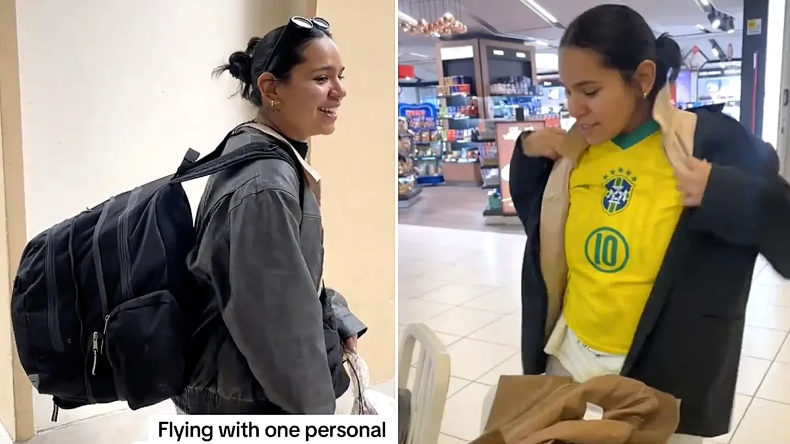 A Spanish traveller beat Ryanair's £70 baggage fee by squeezing into six complete outfits at Verona airport, sweating through security rather than paying an extra penny.