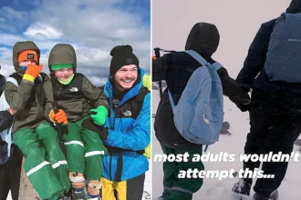A seven-year-old and his 10-year-old brother took on the UK Three Peaks Challenge in 72 hours to raise money for their mum's Crohn's battle - and may bag a world record.