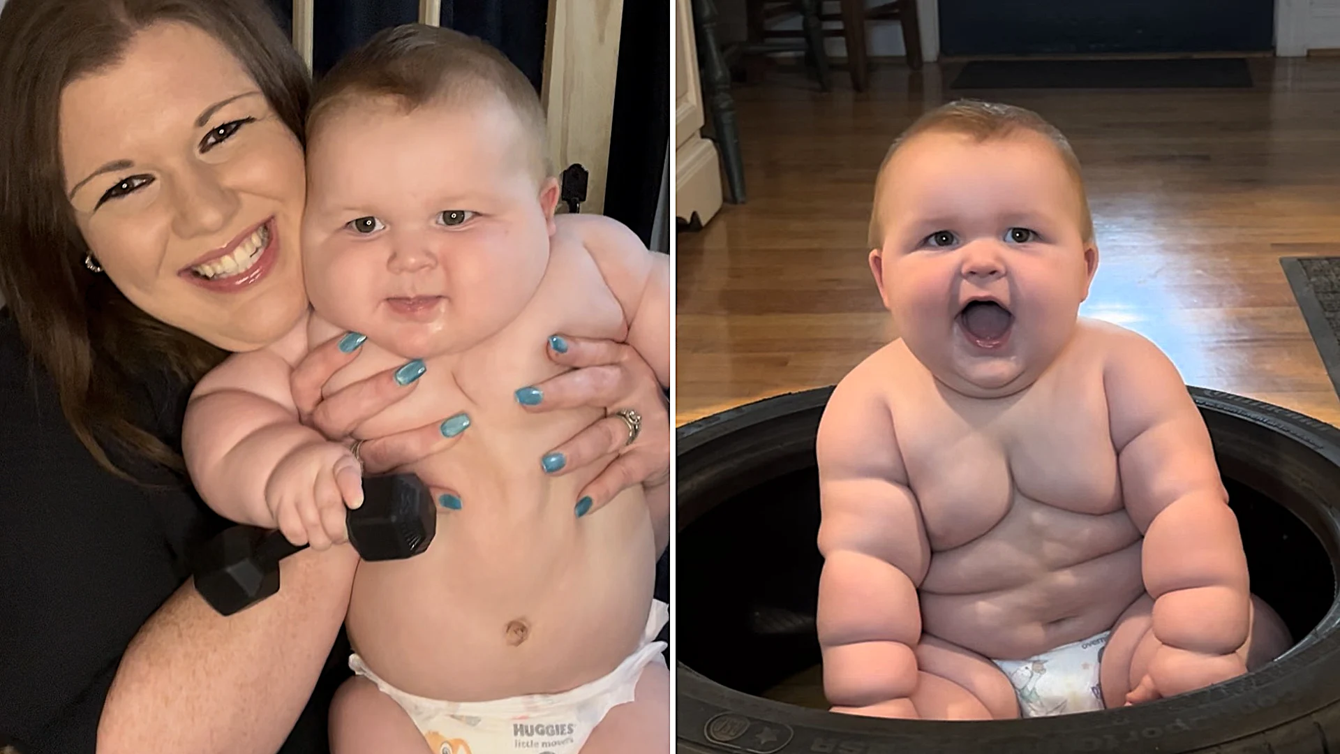 A mum says her eight-month-old baby is already wearing clothes for five-year-olds and has cost $5,000 in outgrown equipment - adding that she carries him "with hope and prayer".