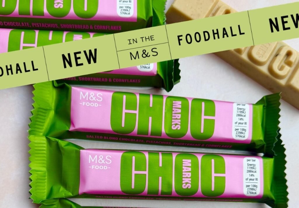 "M&S launches a 50g Blond Chocolate & Pistachio Choc Marks bar for £1.40 - the viral sweet, salty & crunchy snack now in a smaller, on-the-go size