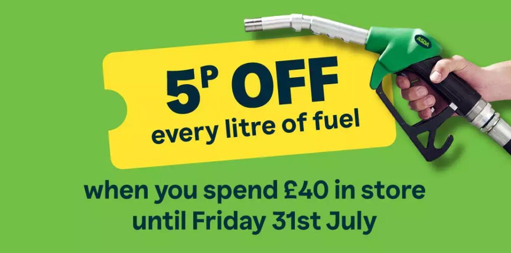 Asda Rewards members can now save 5p per litre on fuel after spending £40 in-store, with the new Grocery & Fuel Bonus available at participating filling stations until 31 July