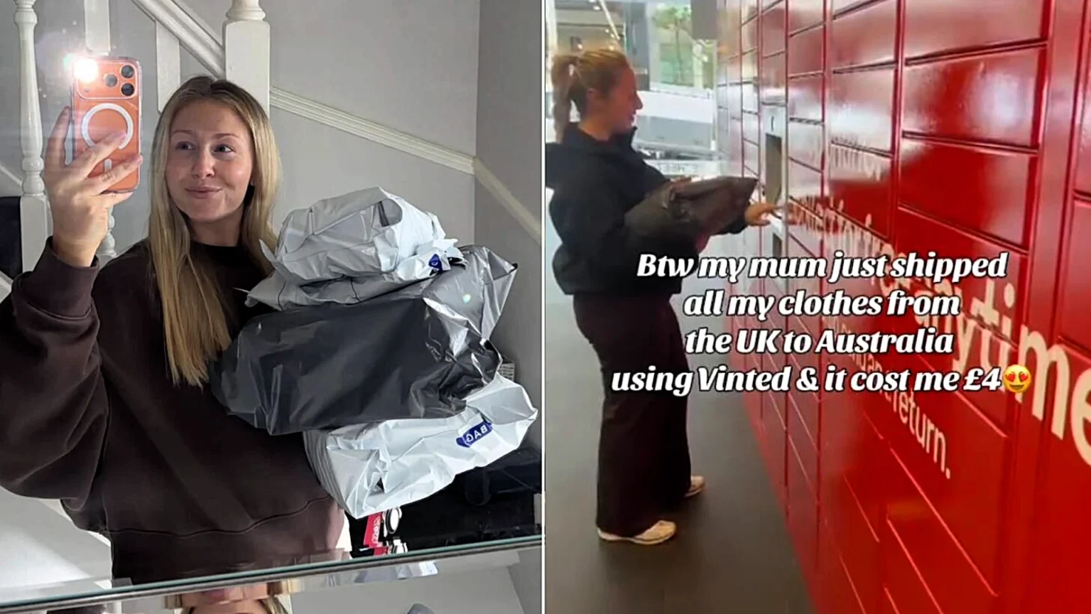 Brit living in Australia reveals a clever Vinted hack she used to ship 8kg of her own clothes from the UK for just £4, dodging £150 luggage fees.